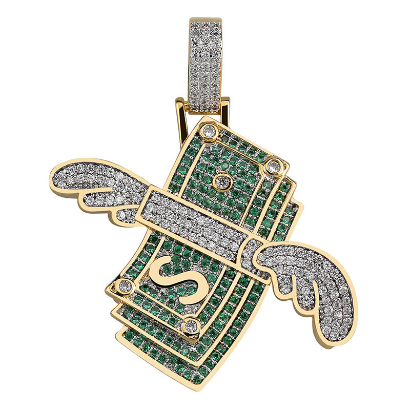 18K Gold-Plated AAA CZ Money Personality Pendant