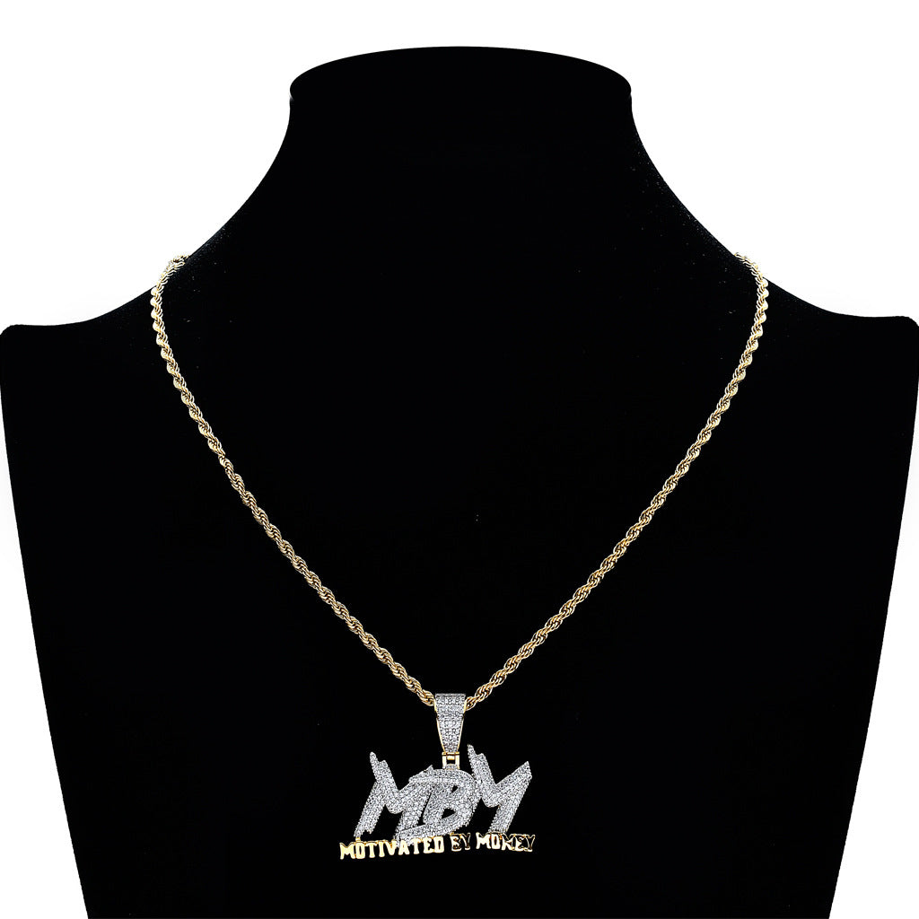 18k Gold-Plated MBM Micro-inlay AAA CZ Pendant (With Chain)