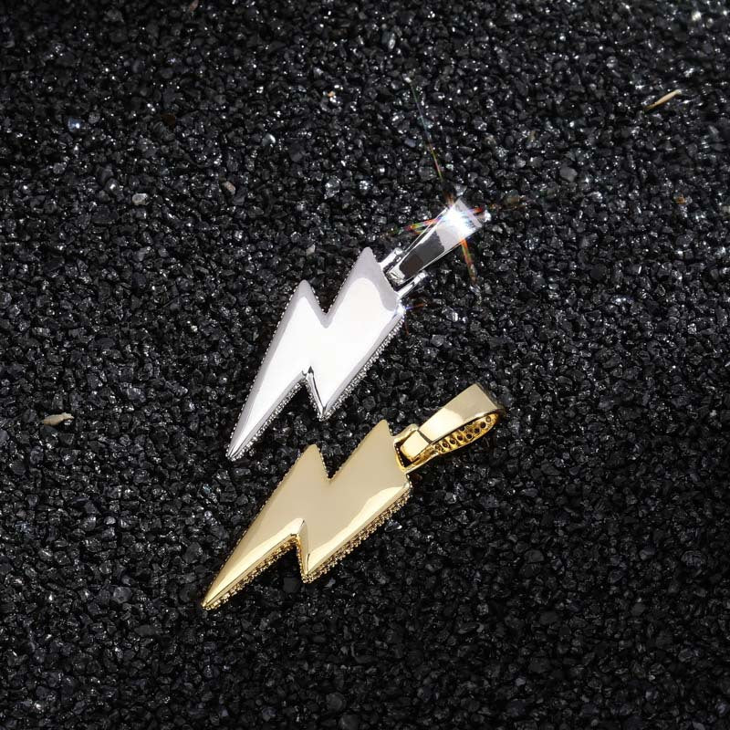 18K Gold-Plated CZ Iced Out Lightning Necklace