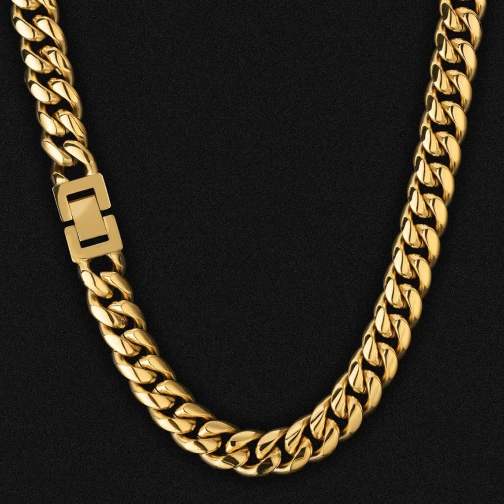 12mm Miami Cuban Link Chain 18K Gold Plated