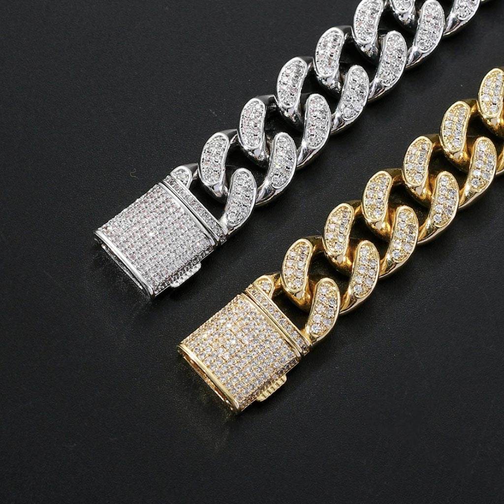 12mm/15mm Iced Cuban Luxury Miami Chain Box lock