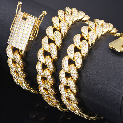 🔥New Flip buckle Iced Out Cuban Link Chain Gold-Plated