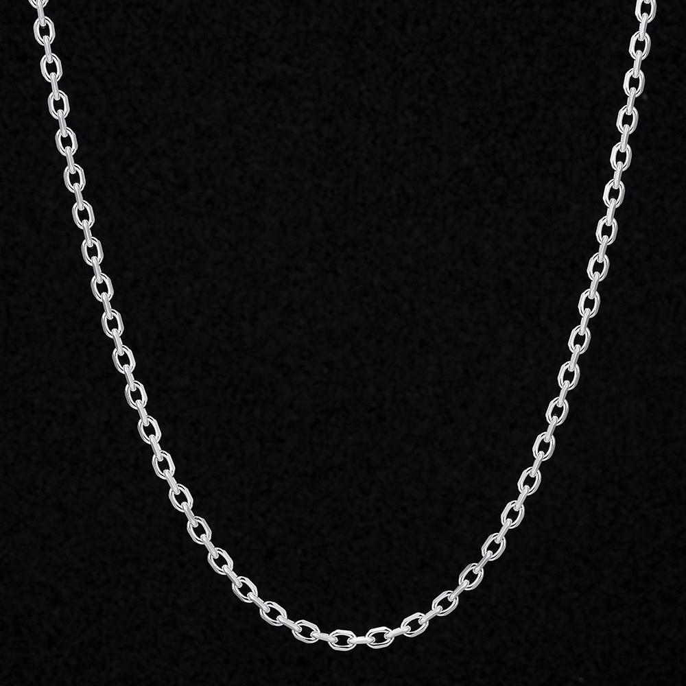 VZAKA 3mm Stainless Steel Cable Chain in White Gold for Women