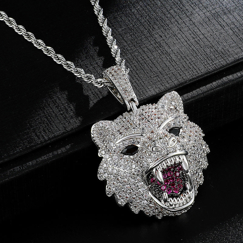 Iced Out Wolfhound Necklace