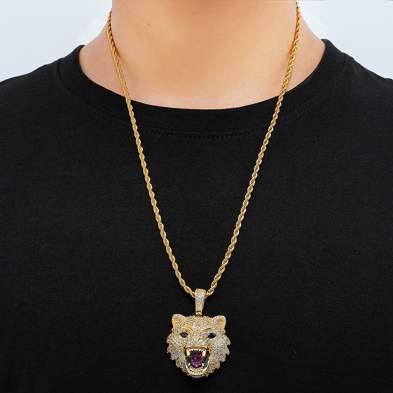 Iced Out Wolfhound Necklace