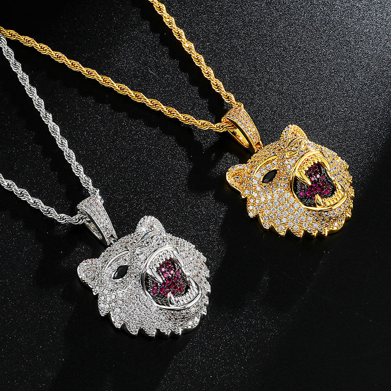 Iced Out Wolfhound Necklace