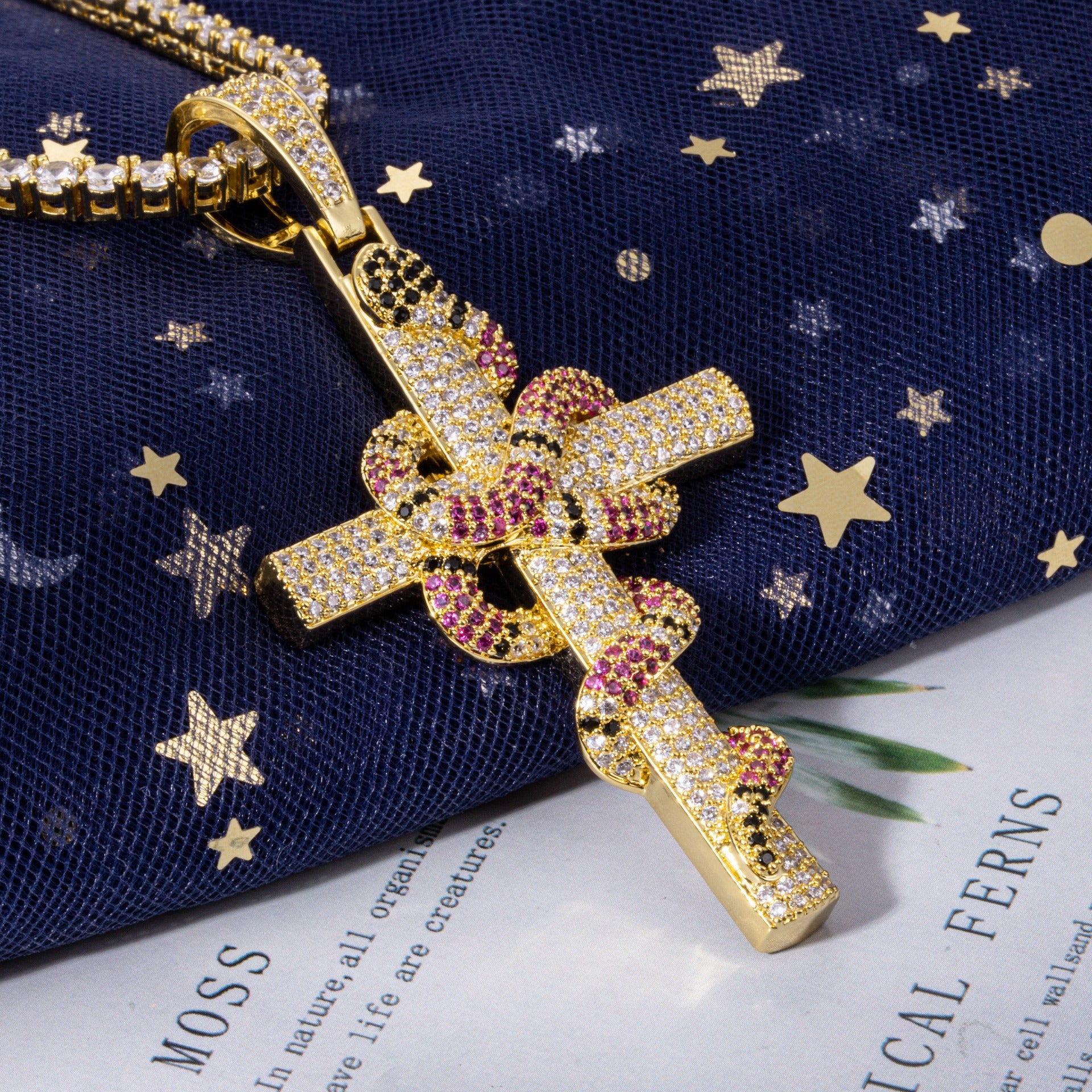 🔥New Iced Out Cross and Snake Pendant