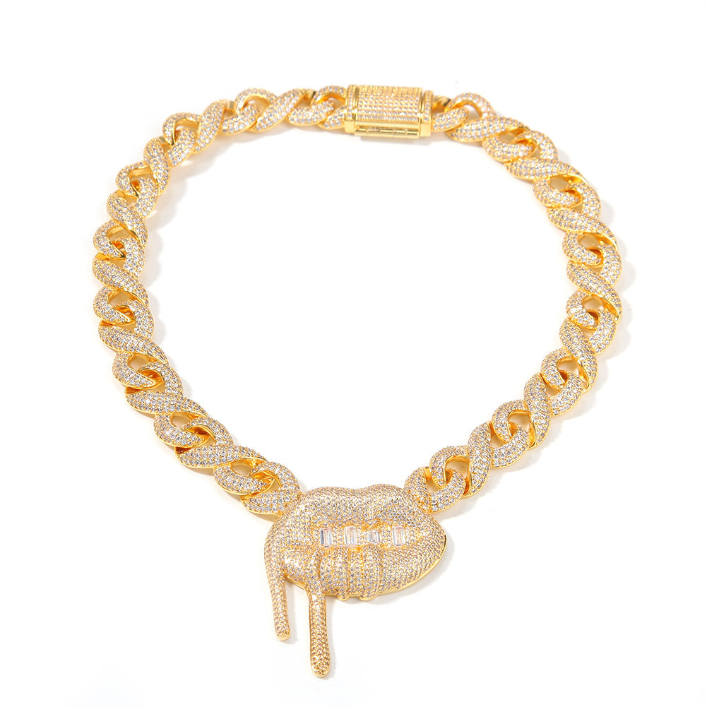 Iced Out Gold-Plated Big Mouth BlingBling Necklace