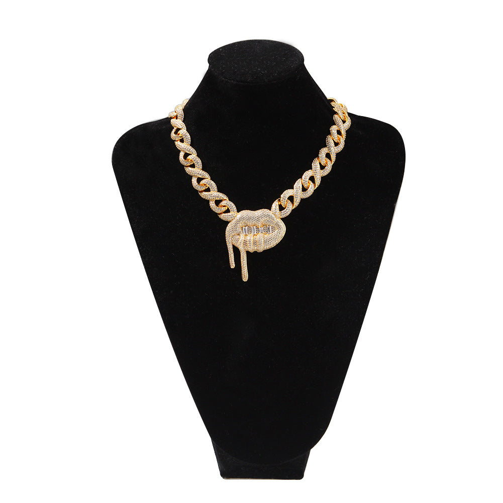 Iced Out Gold-Plated Big Mouth BlingBling Necklace