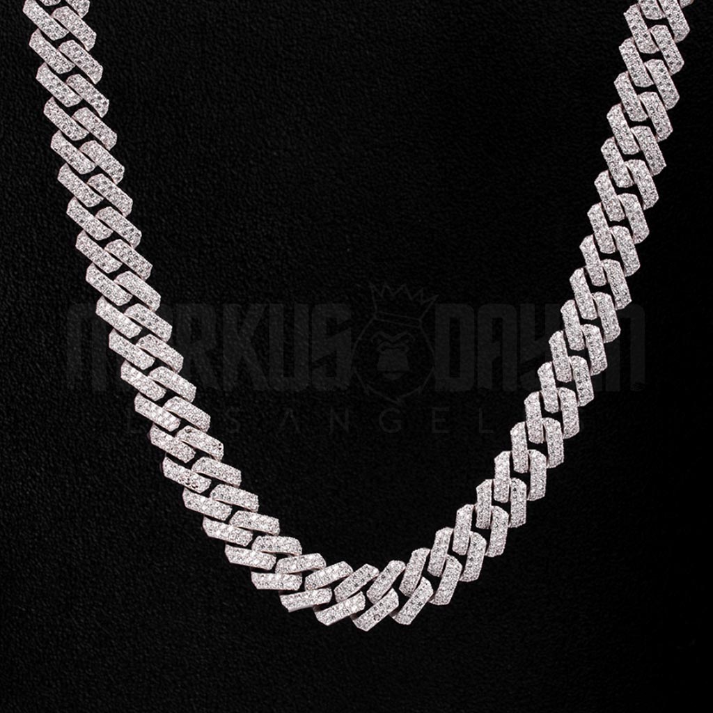 20mm Diamond Prong Cuban Chain  18K Gold