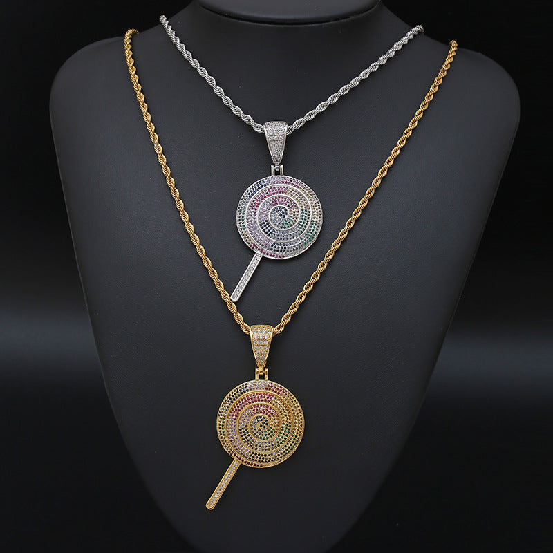 Iced Out Gold/WhiteGold Lollipop Necklace