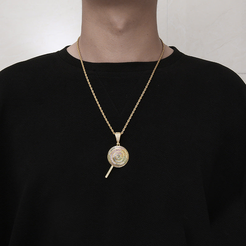 Iced Out Gold/WhiteGold Lollipop Necklace