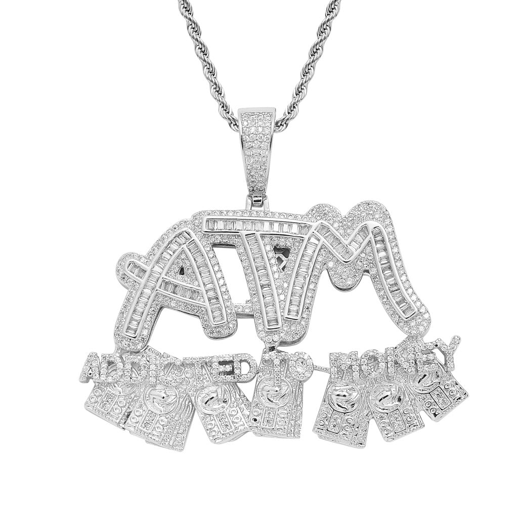 New 18K Gold-Plated ATM Iced Out Pendant