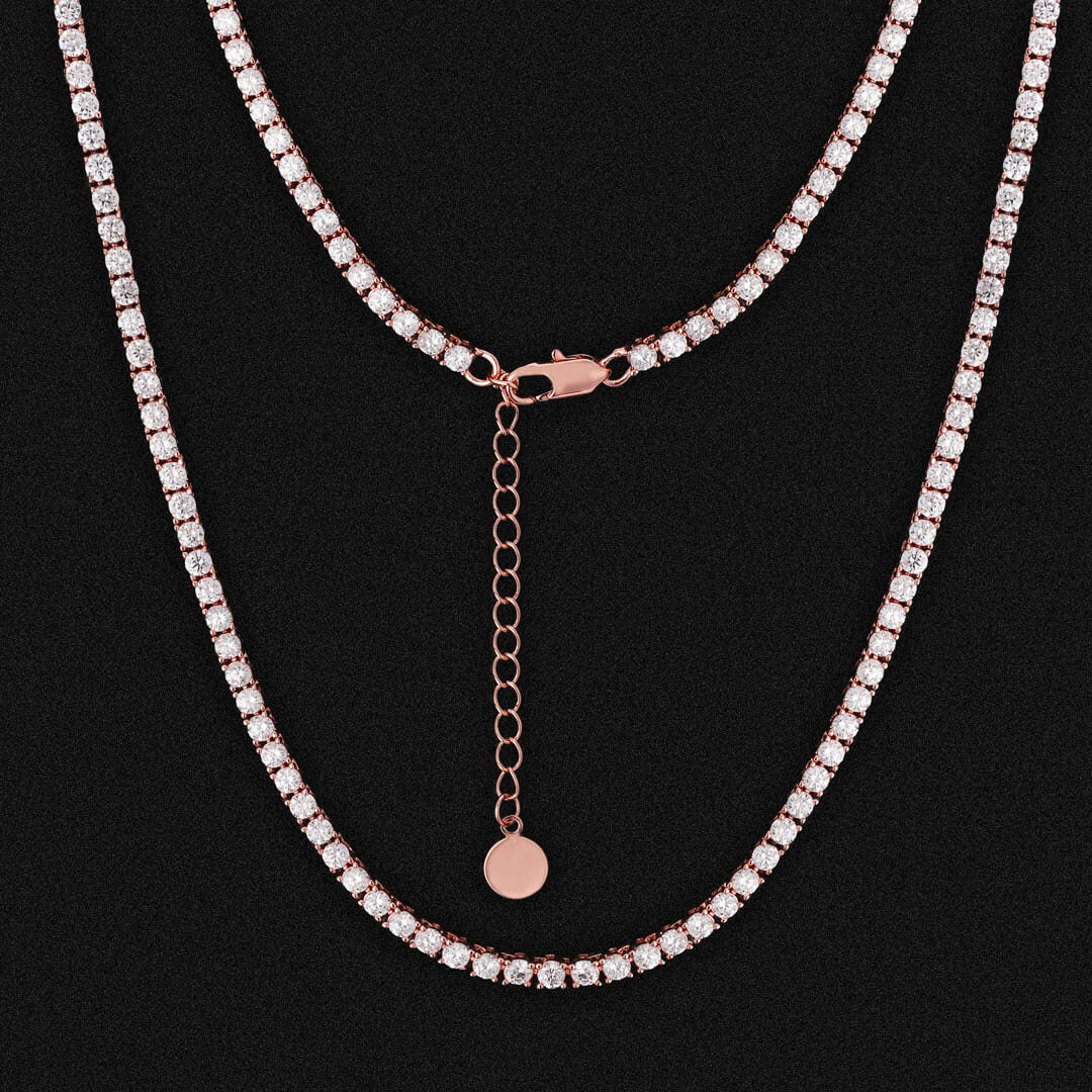 3mm White Gold/Rose Gold Adjustable Women Tennis Chain Necklace VZAKA