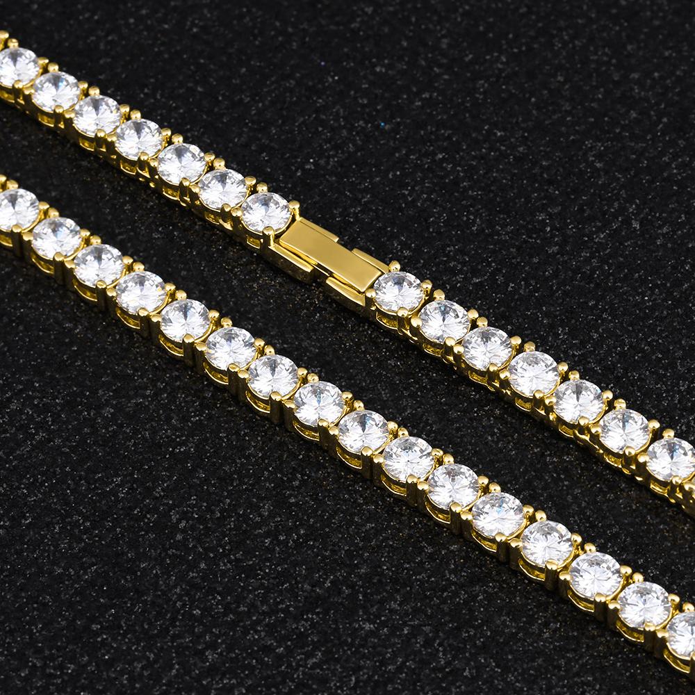 3mm White Gold/14K CZ Diamond Womens Tennis Chain Necklace VZAKA