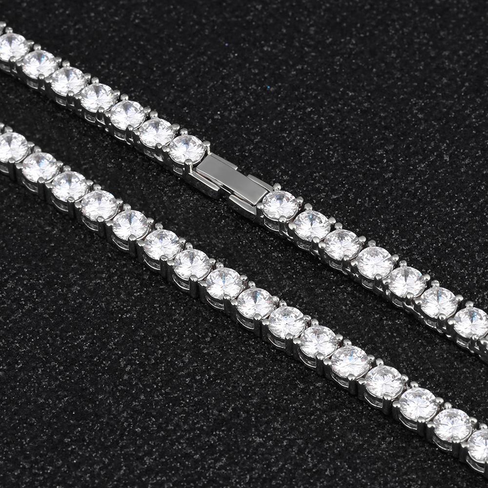 4mm White Gold/14K Gold CZ Diamond Womens Tennis Chain Necklace VZAKA