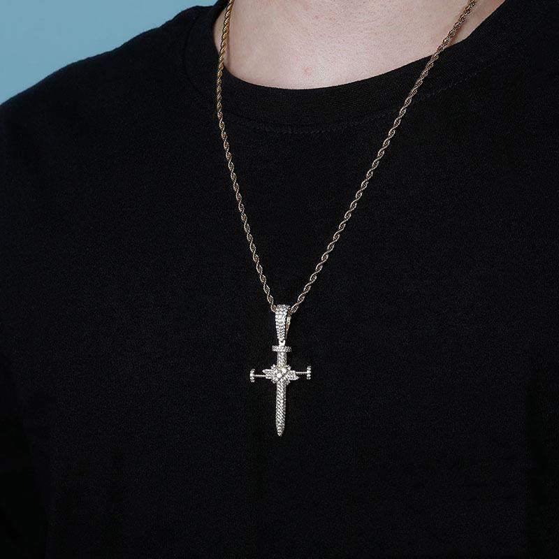 Baguette BlingBling Cross Hip Hop Pendant (With Chain)