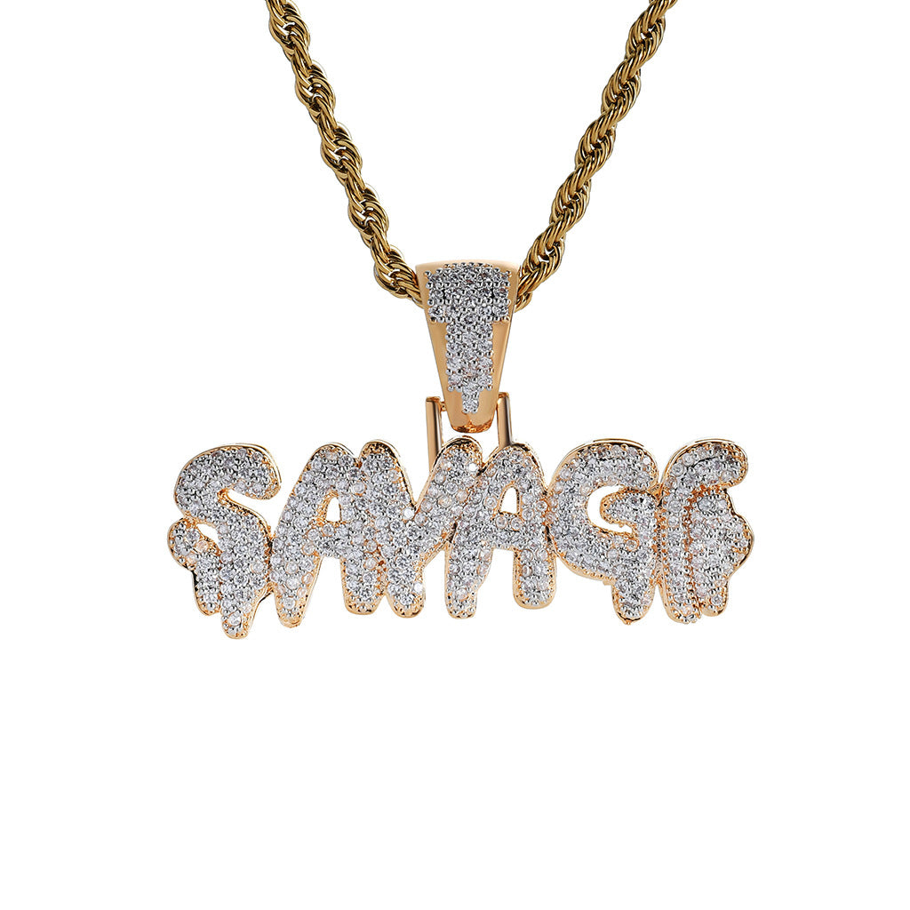 Two-tone 50mm  Iced Out  SAVAGE Iced Out Pendant