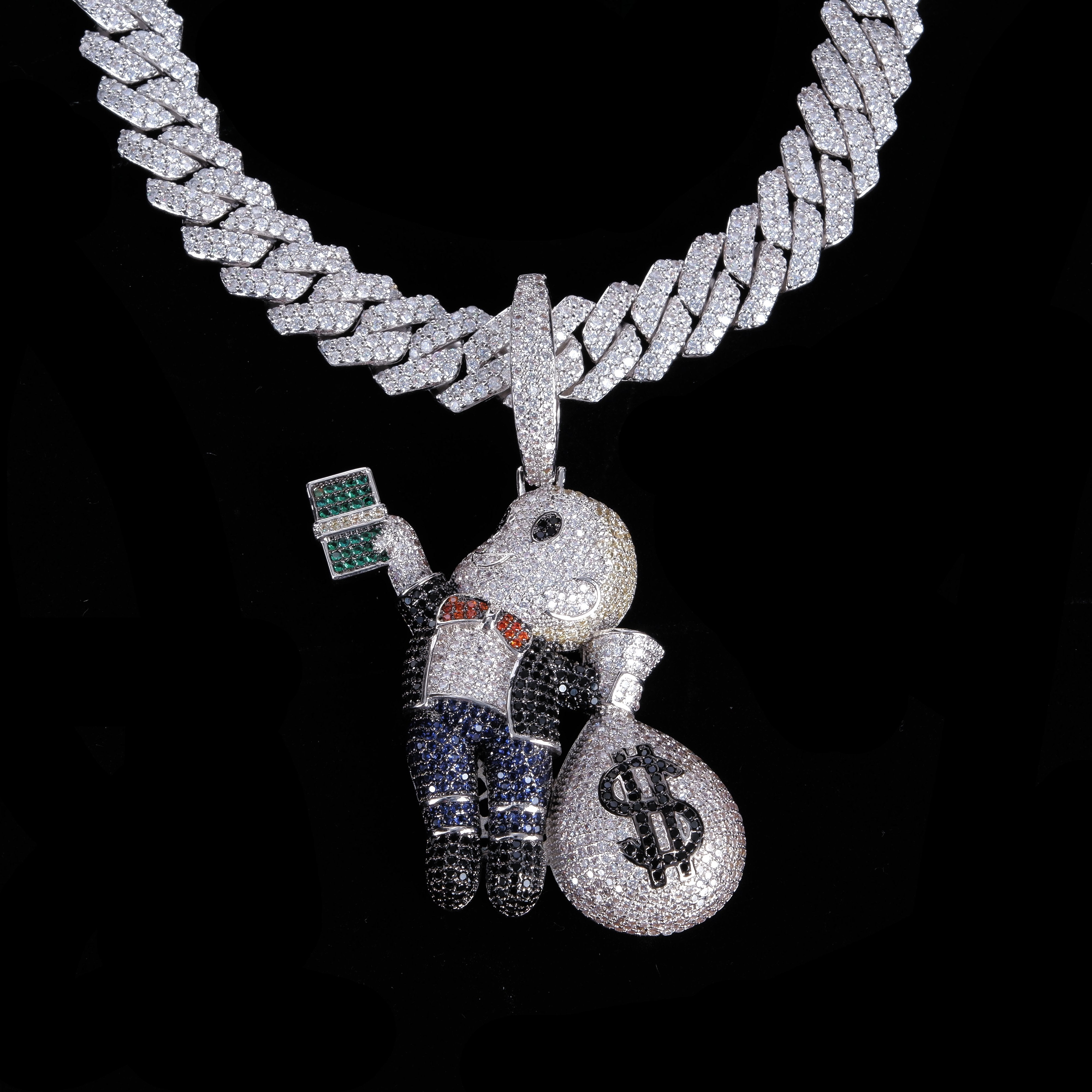 Money Bag Boy With Prong Cuban Chain