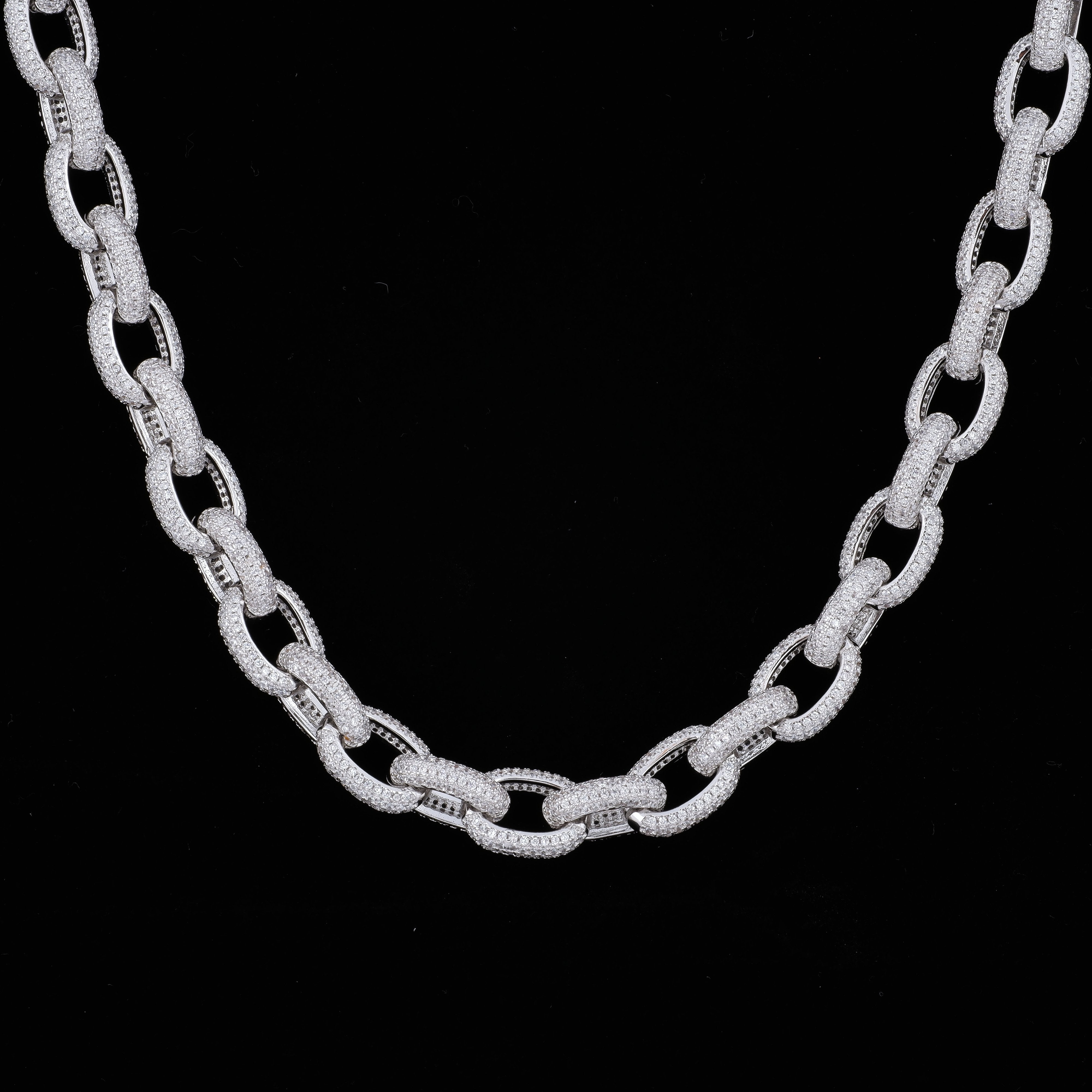 Annular Iced Out Prong Link Choker in WhiteGold