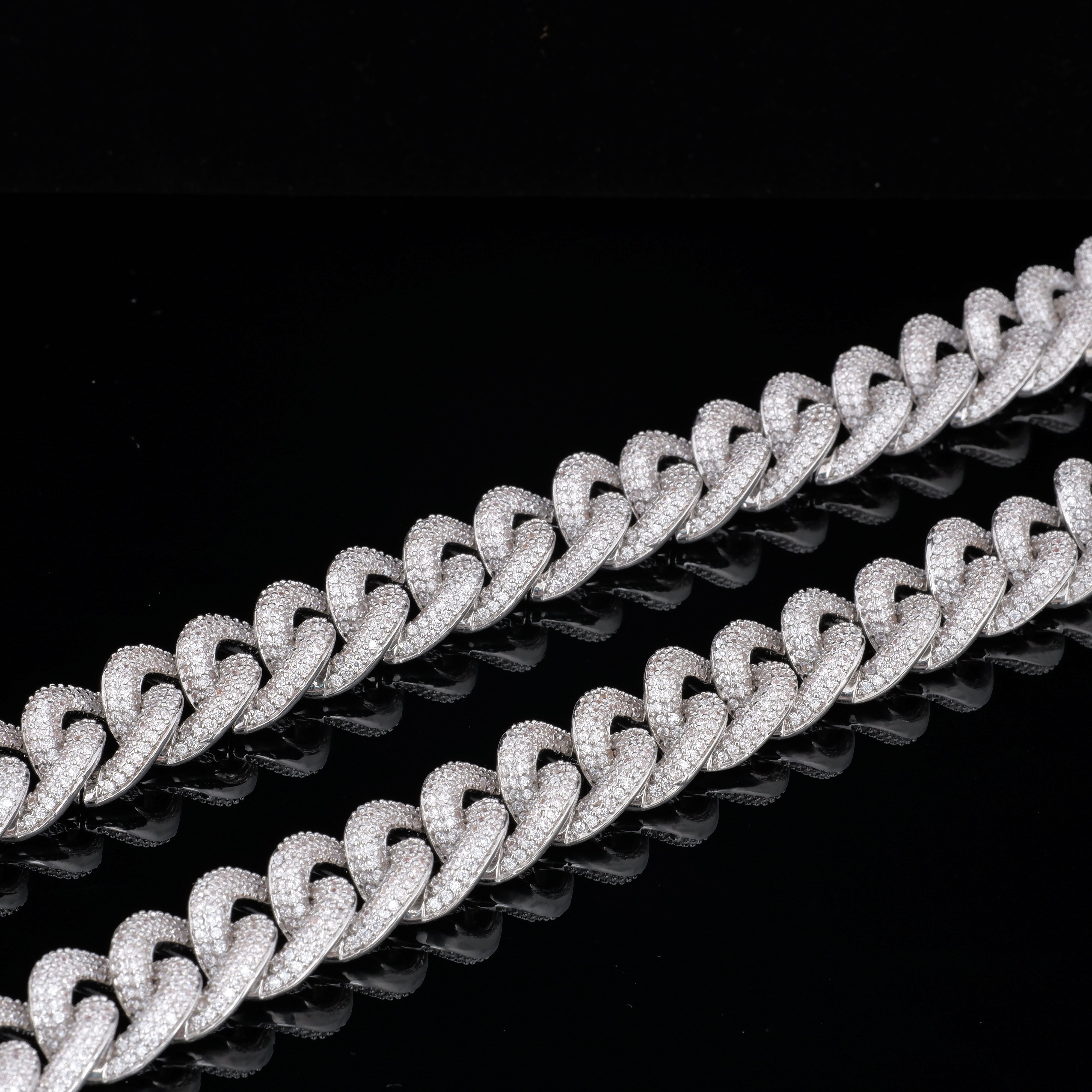 Densely Iced Out Prong Link Choker  in WhiteGold-Plated