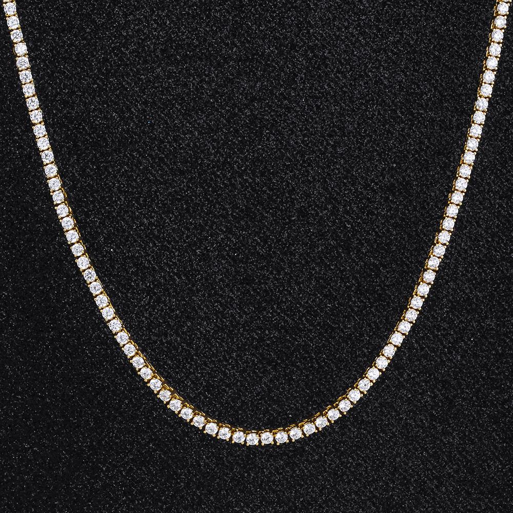 3mm White Gold/14K CZ Diamond Womens Tennis Chain Necklace VZAKA