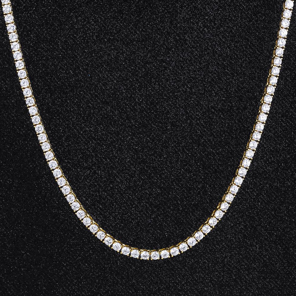 4mm White Gold/14K Gold CZ Diamond Womens Tennis Chain Necklace VZAKA