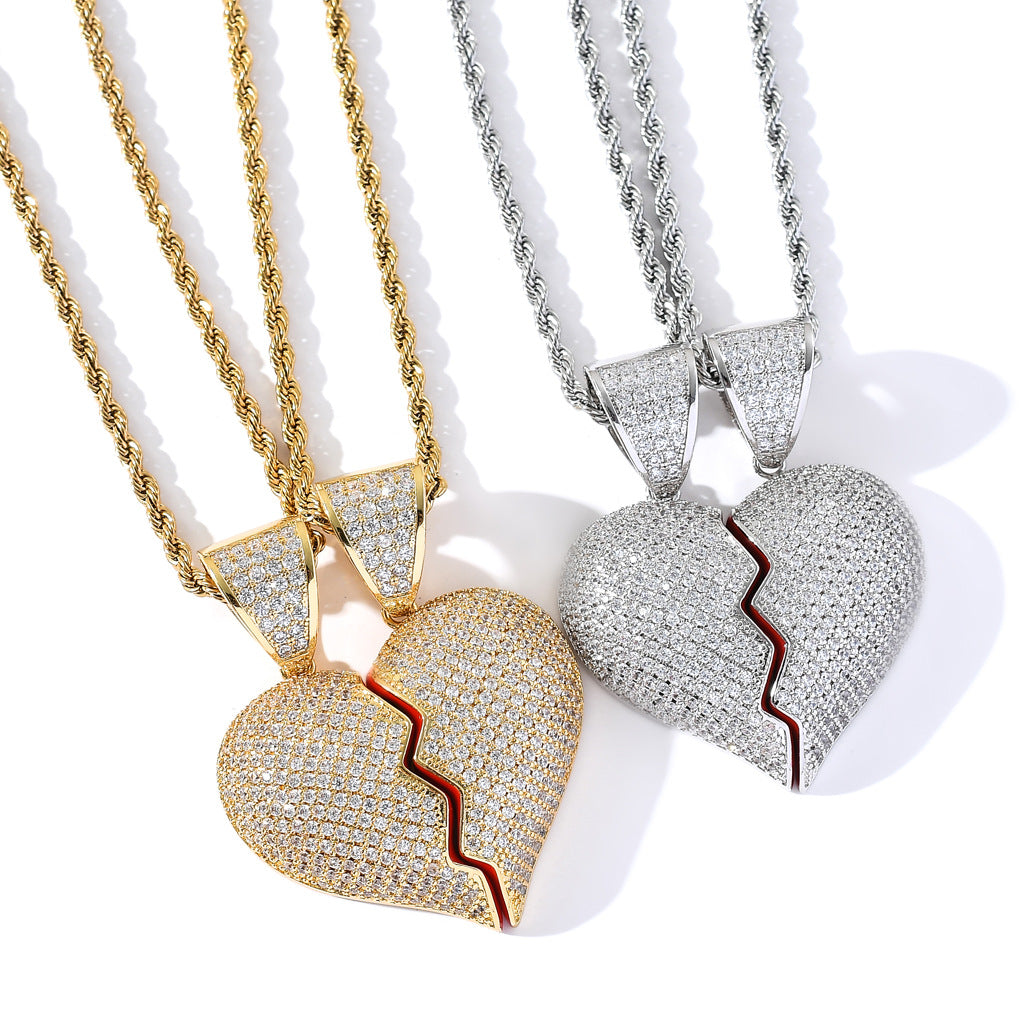 18K Gold-Plated CZ Heartbreak Pendant (with Chain)