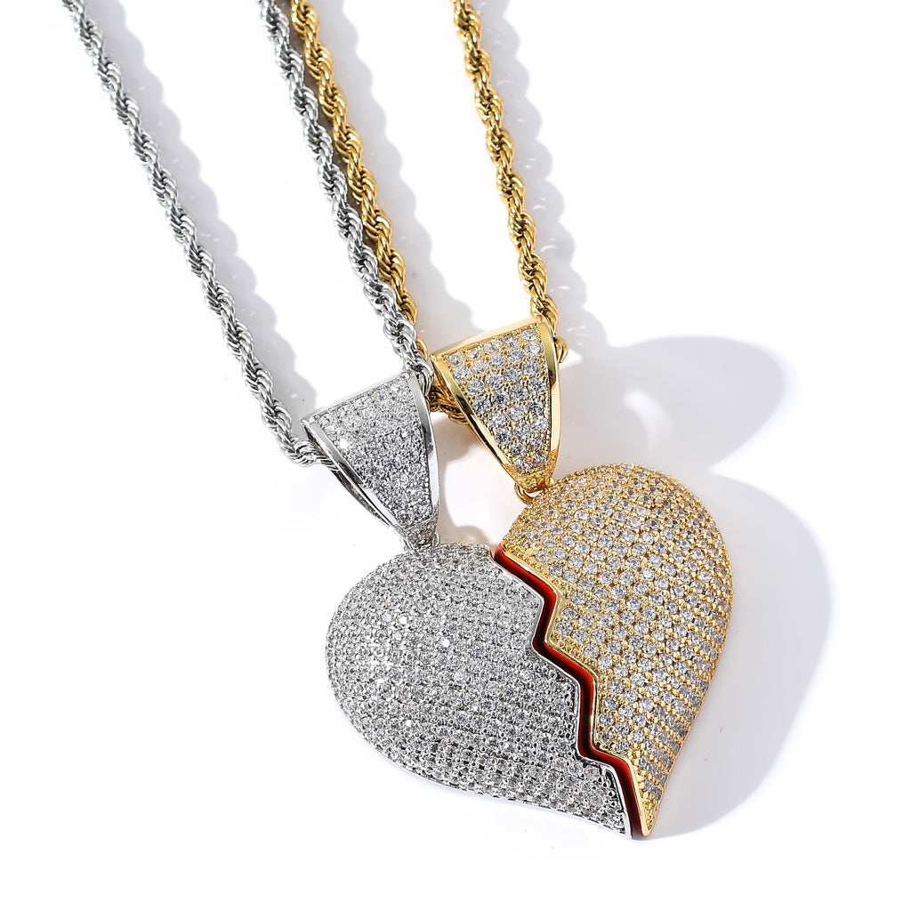 18K Gold-Plated CZ Heartbreak Pendant (with Chain)