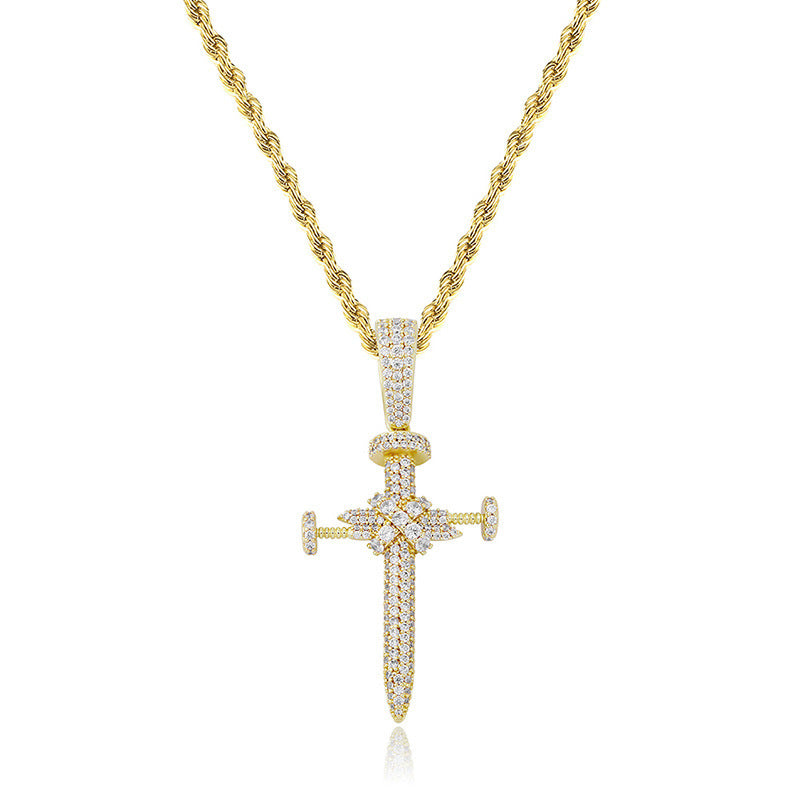 Baguette BlingBling Cross Hip Hop Pendant (With Chain)