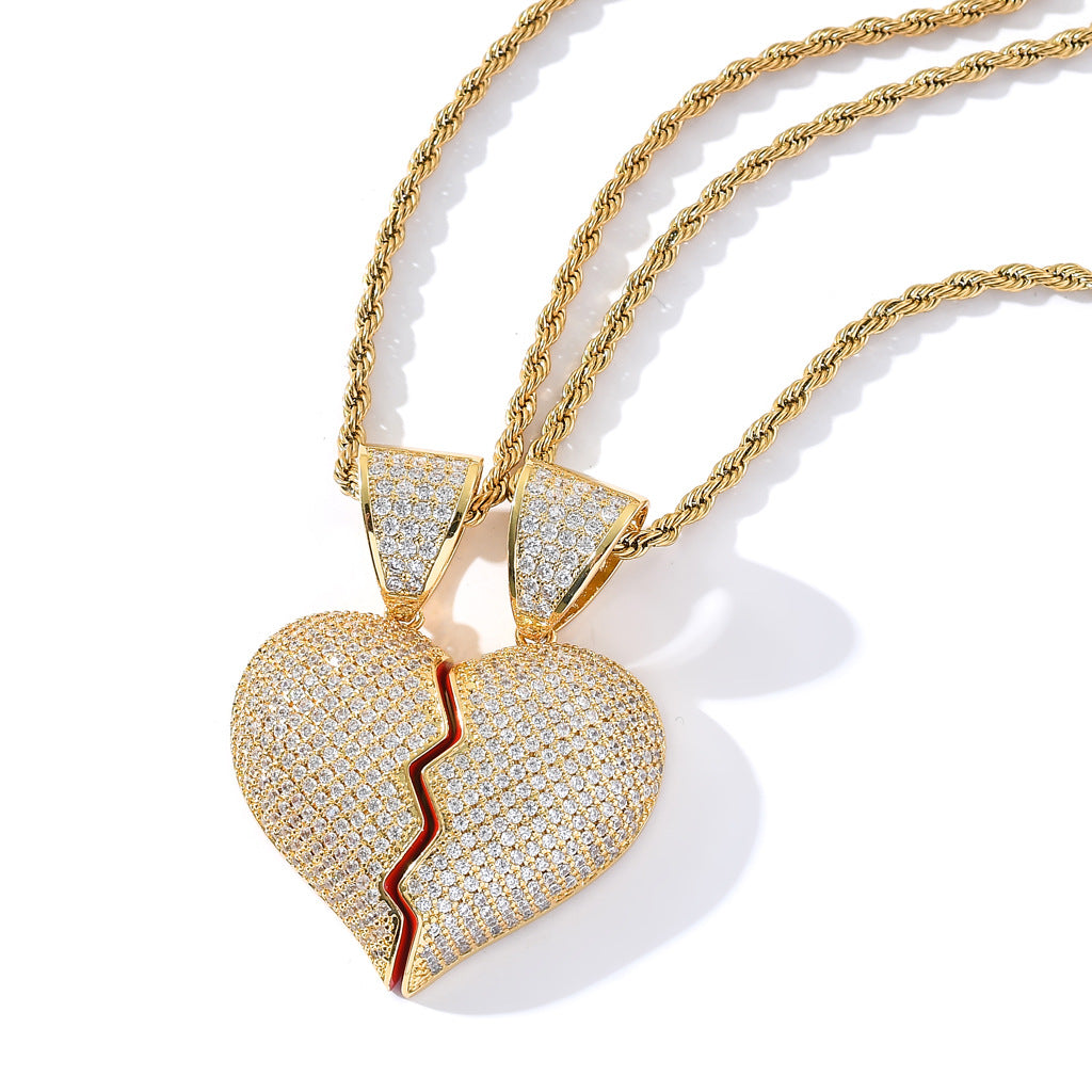 18K Gold-Plated CZ Heartbreak Pendant (with Chain)