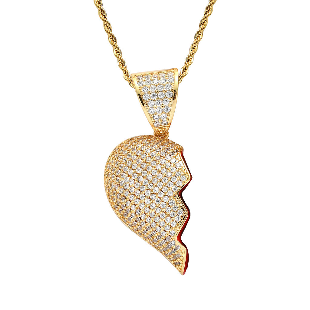 18K Gold-Plated CZ Heartbreak Pendant (with Chain)