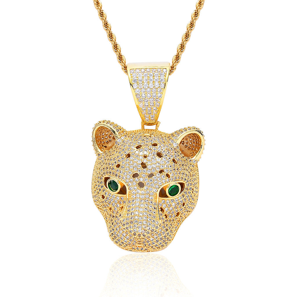 18K Gold-Plated Iced Out Leopard Necklace