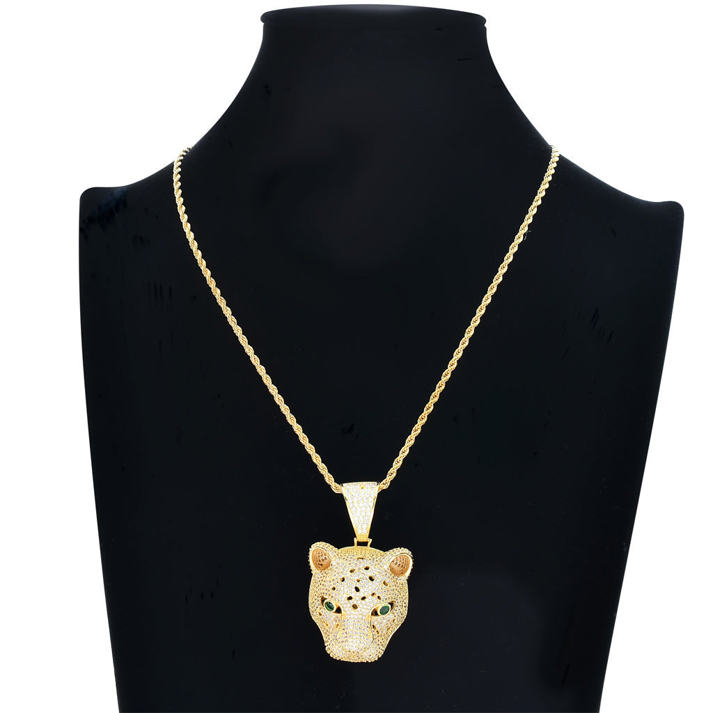 18K Gold-Plated Iced Out Leopard Necklace