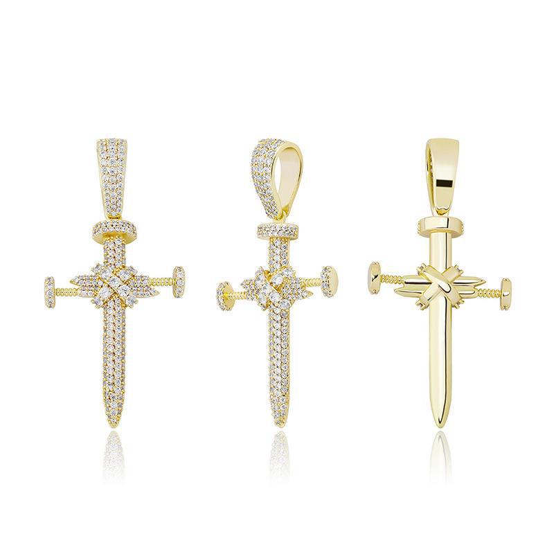 Baguette BlingBling Cross Hip Hop Pendant (With Chain)