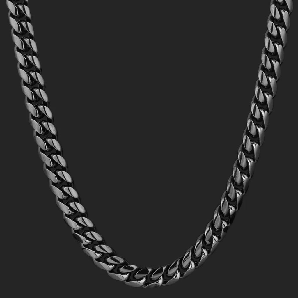 10mm Miami Cuban Link Chain Black Gold Plated