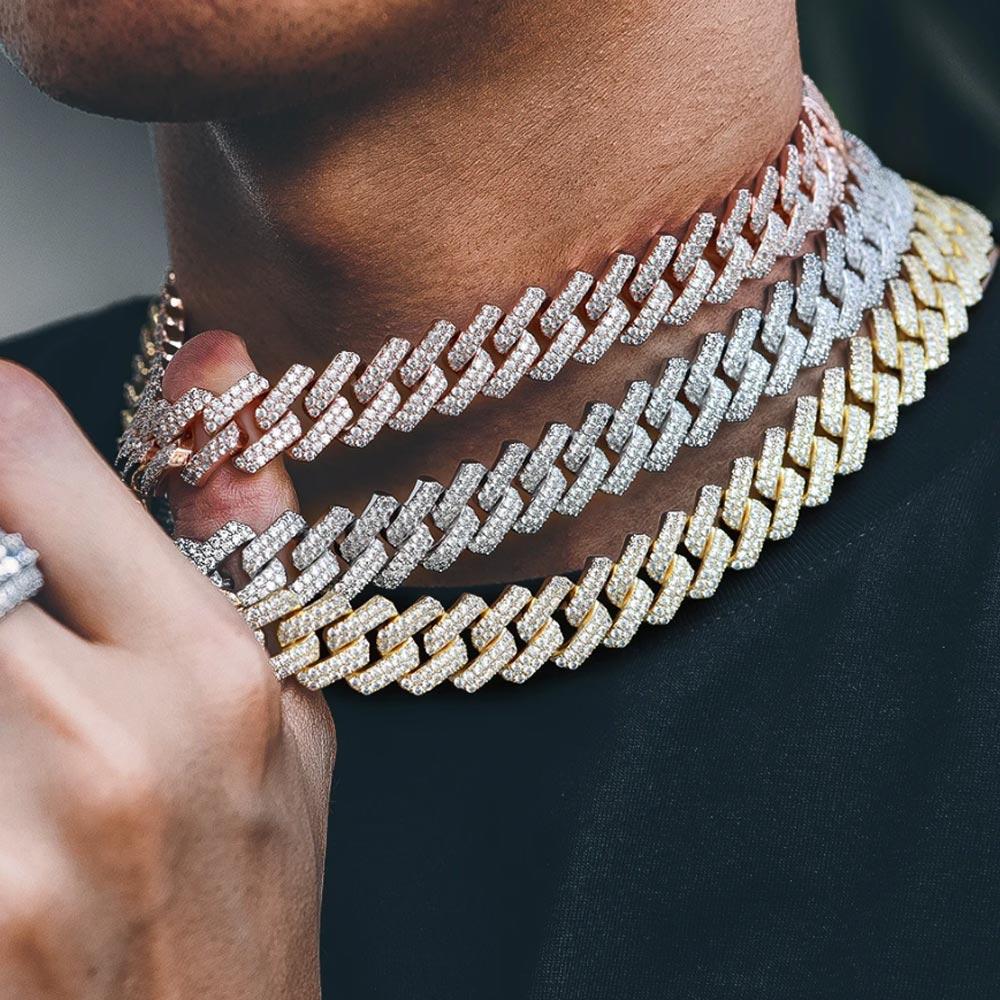 15mm Iced Prong Cuban Link Chain 14K Gold