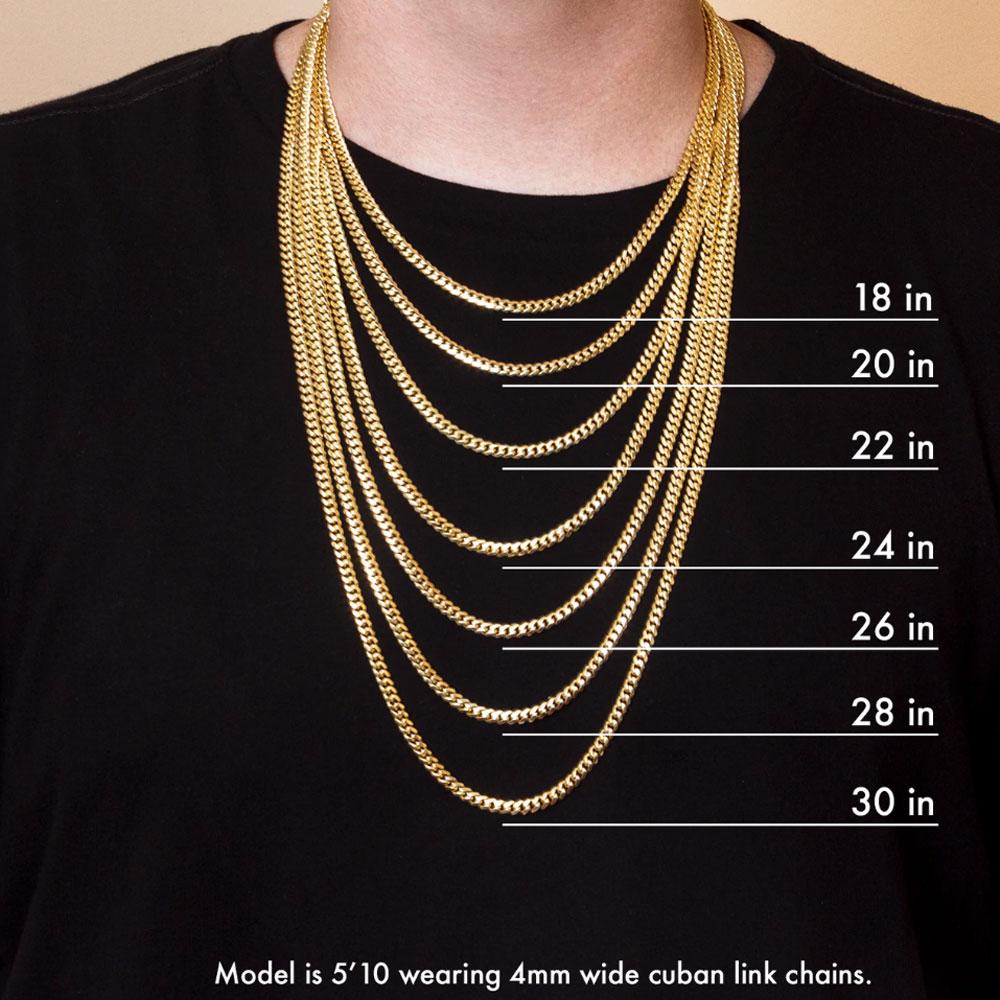 18K Gold Cuban Link Miami Chain 3/5/7/9/11mm