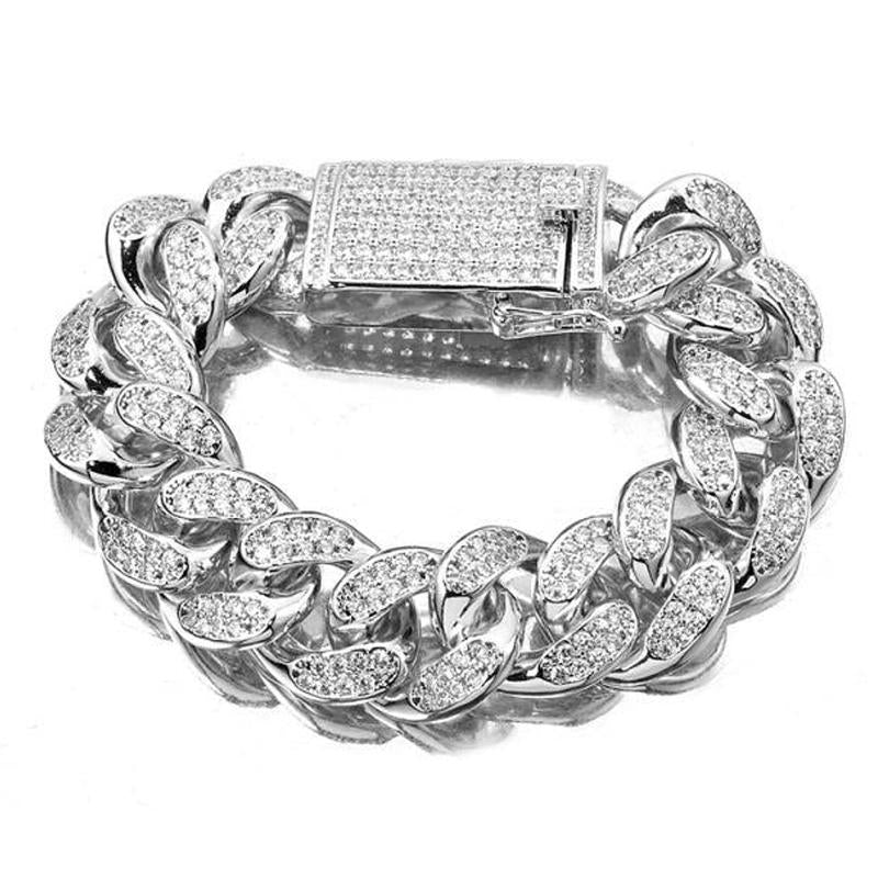 Thick Bling Silver Cuban Chain Bracelet