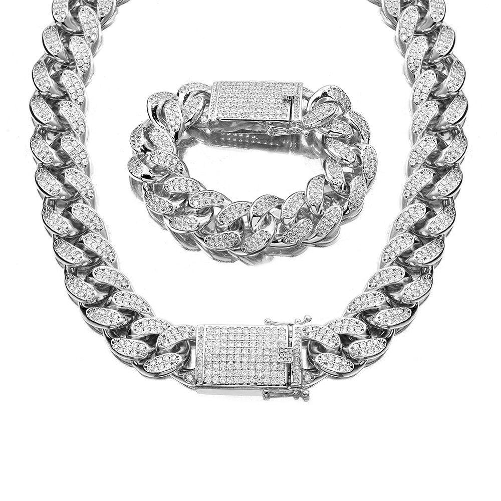 Thick Bling Silver Cuban Chain Bracelet