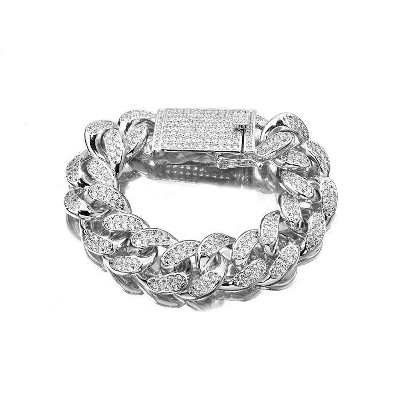 Thick Bling Silver Cuban Chain Bracelet