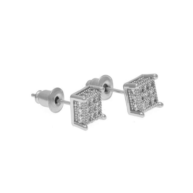 Thin Square Bling Geometric Stud Earrings