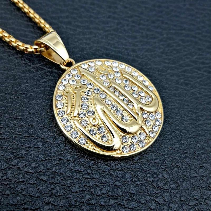 Allah Iced Gold Medal Pendant + Chain - no-stylist-bling