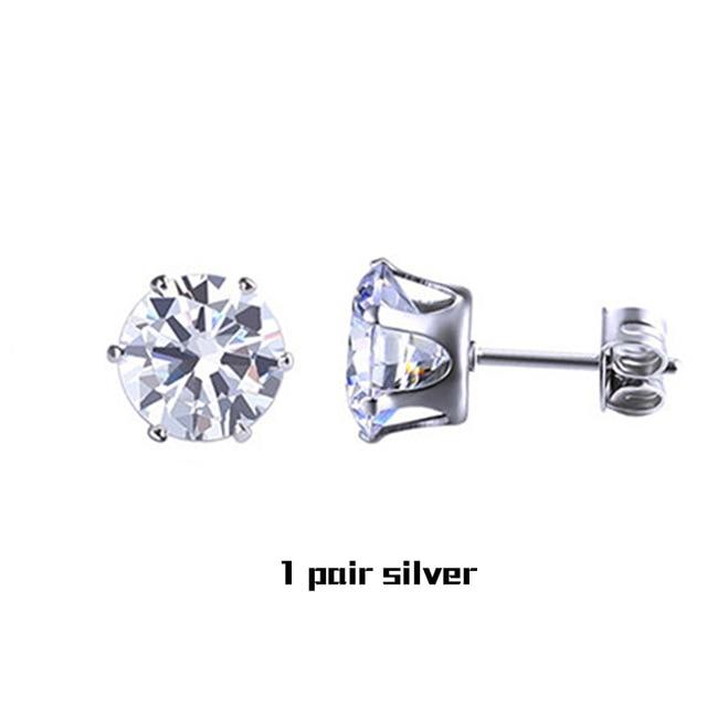 Small Iced Crystal Stainless Steel Stud Earrings