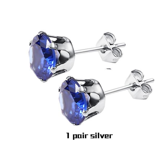 Small Iced Crystal Stainless Steel Stud Earrings