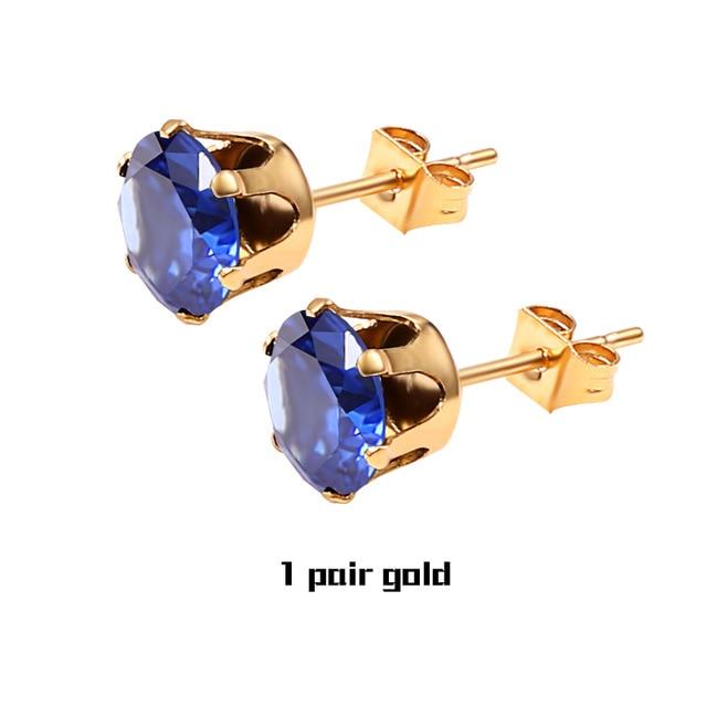 Small Iced Crystal Stainless Steel Stud Earrings