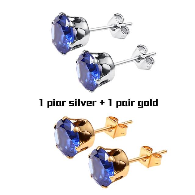 Small Iced Crystal Stainless Steel Stud Earrings