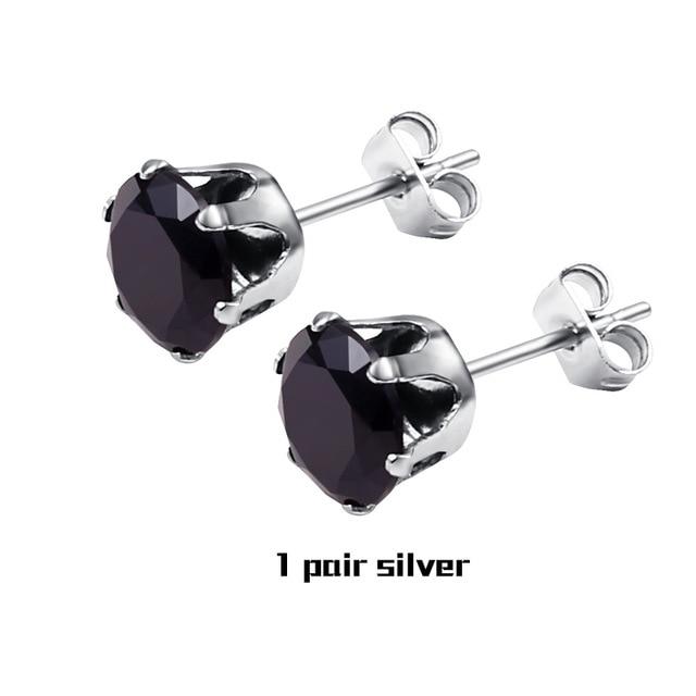 Small Iced Crystal Stainless Steel Stud Earrings