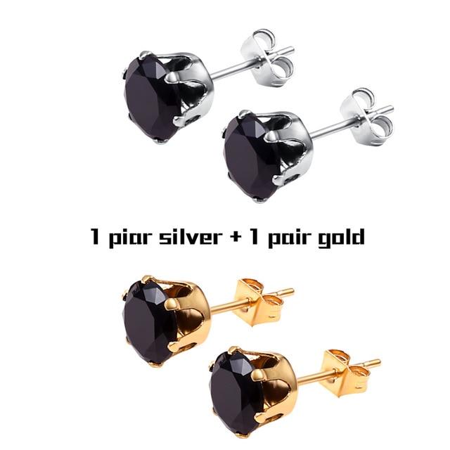 Small Iced Crystal Stainless Steel Stud Earrings