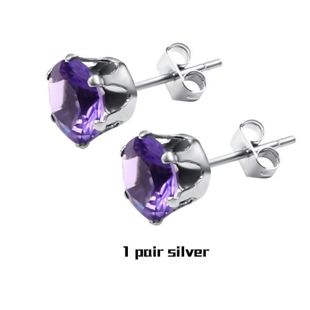 Small Iced Crystal Stainless Steel Stud Earrings